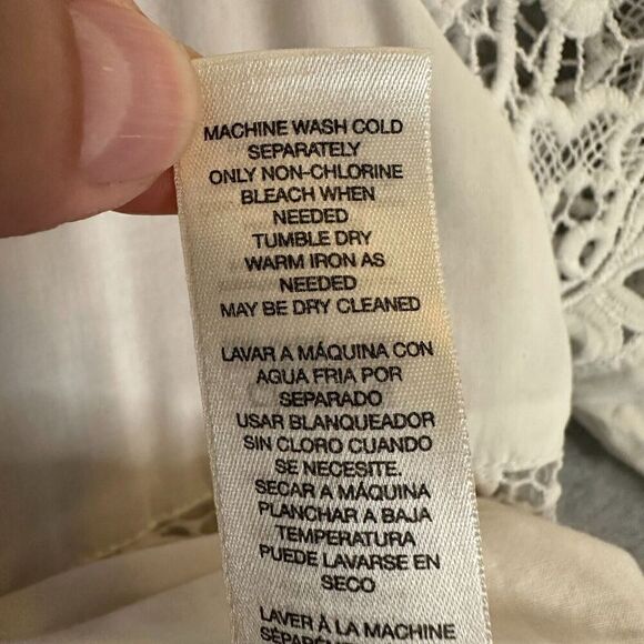 Chicos Blouse Womens Sz Medium White Floral Lace 3/4 Sleeve Round Neck Pullover - Picture 11 of 16